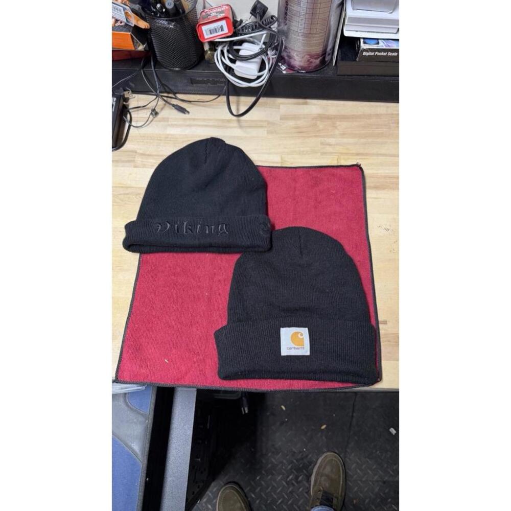 Carhartt Beanie + The Beard Struggle Knit Hat Black Lot of 2 Winter